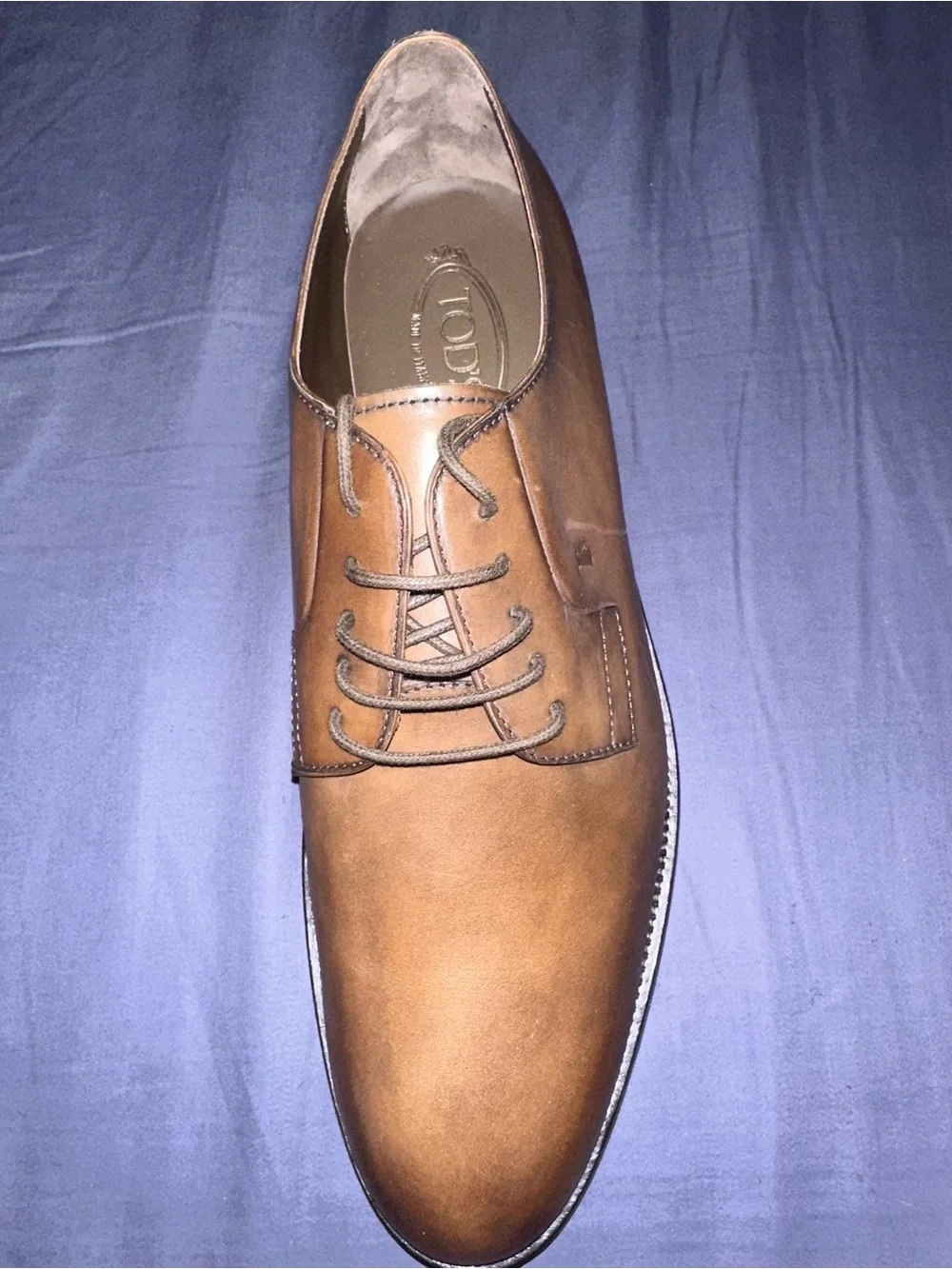 Tod's Tan Leather Derby Lace-Up Shoes